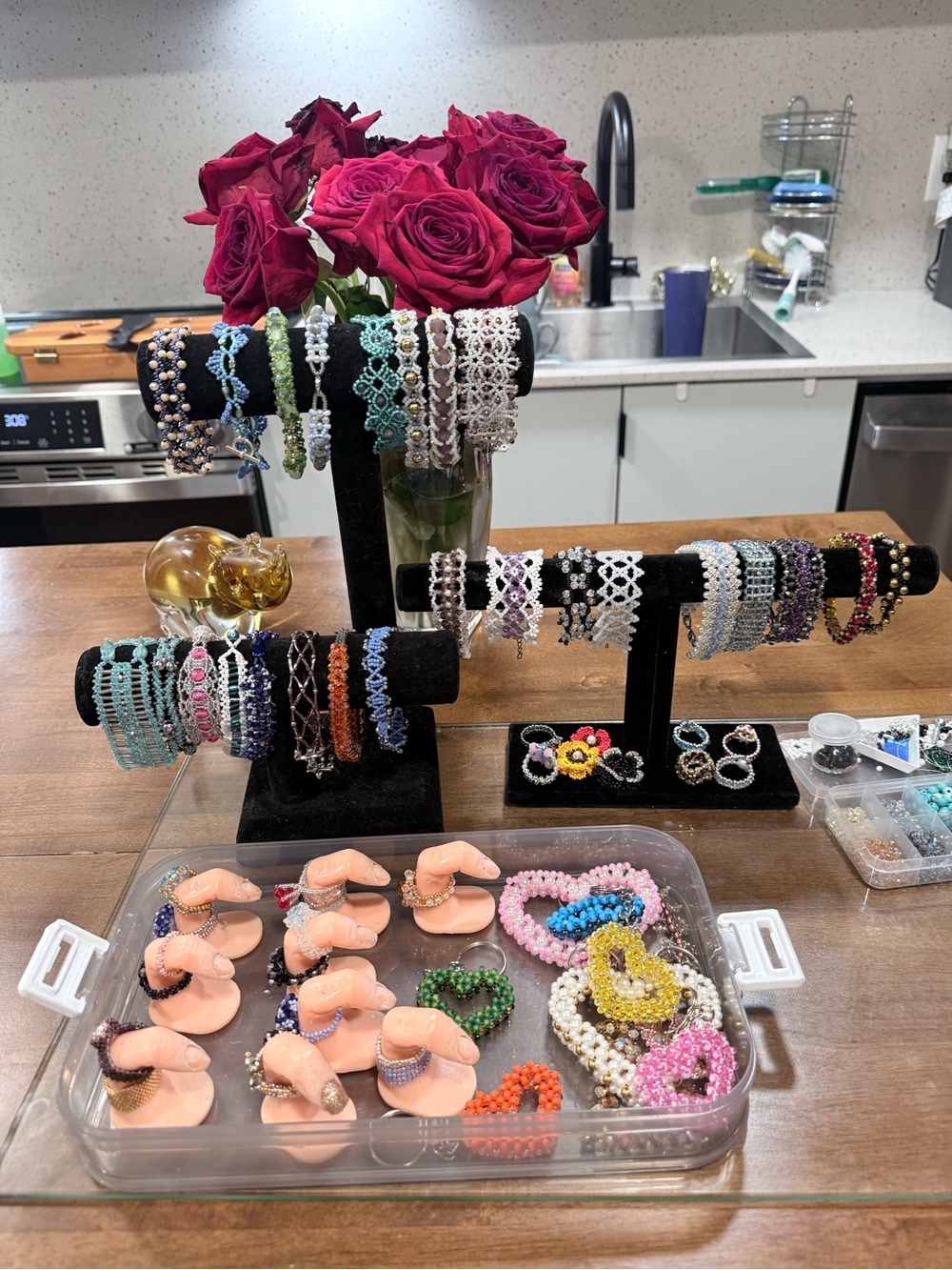 Handmade Beaded Bracelets & Rings Set - Multicolor - Picture 2 of 6